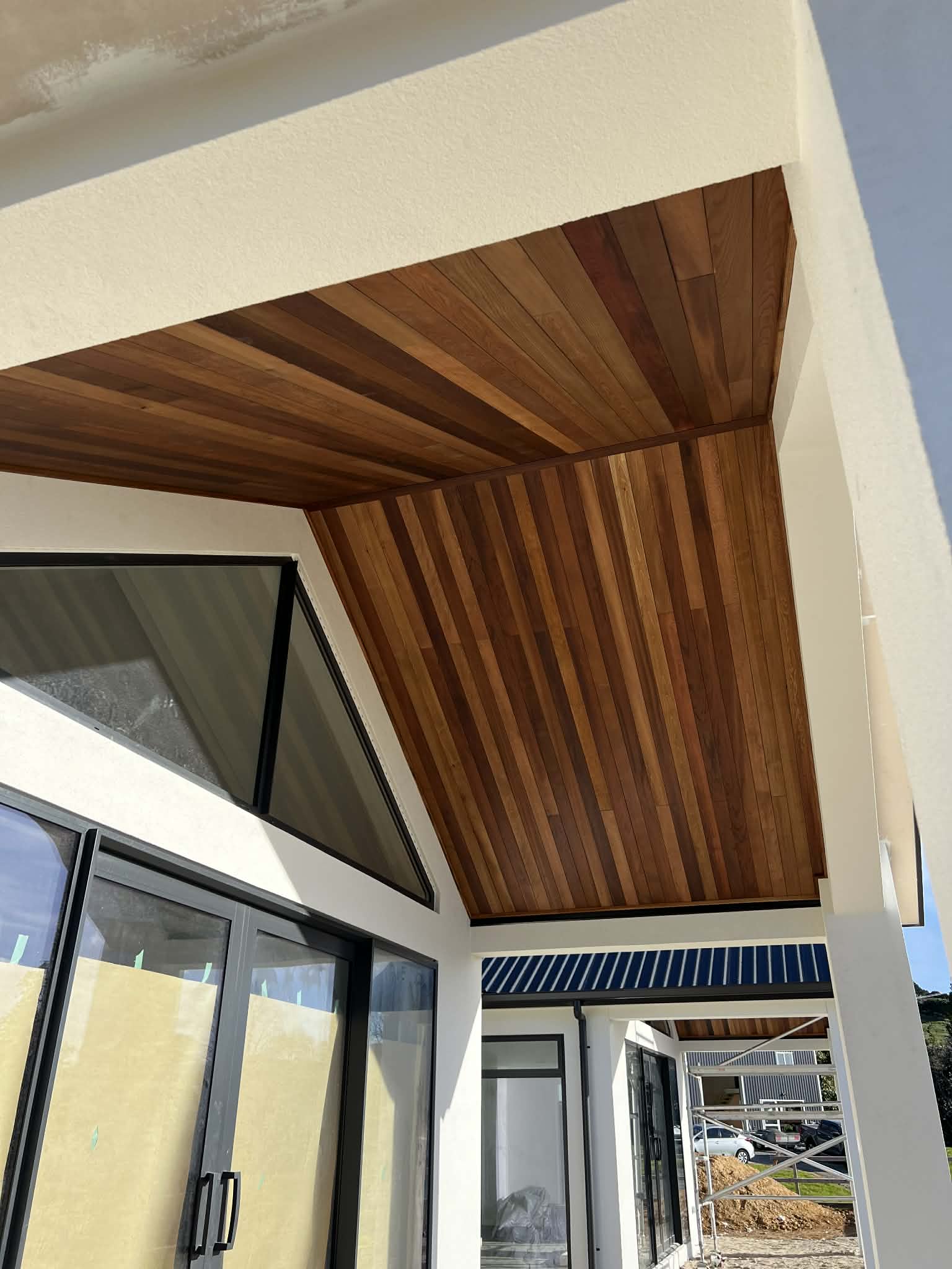 Cedar soffit ceiling detail