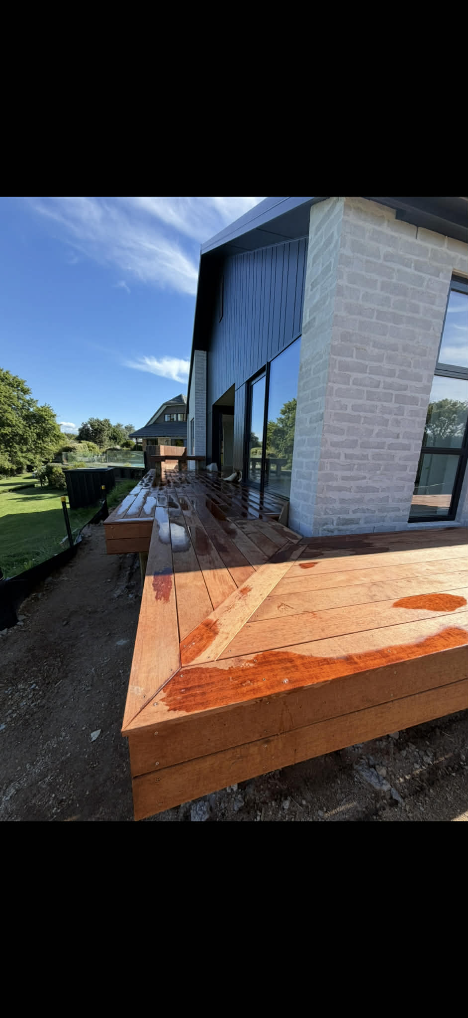 Hardwood deck on contemporary home